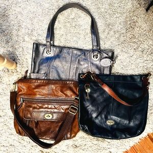 Fossil Hobo Shoulder Handbags - Lot of 3